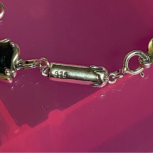 EMERALD GREEN STERLING SILVER BRACELET - Picture 3 of 3